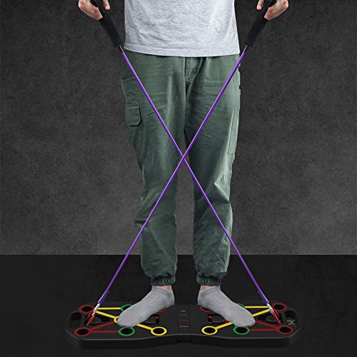 HaoKitu Push Up Board, Tabla de Flexiones, Tablero Push Up multifunción con Bandas de Fitness, Equipo de Fitness para Entrenamiento en casa Tablero de músculos para Hombres y Mujeres
