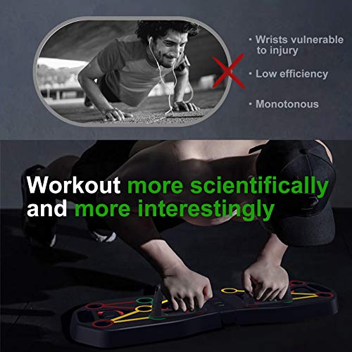 HaoKitu Push Up Board, Tabla de Flexiones, Tablero Push Up multifunción con Bandas de Fitness, Equipo de Fitness para Entrenamiento en casa Tablero de músculos para Hombres y Mujeres