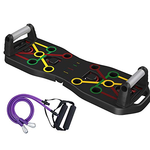 HaoKitu Push Up Board, Tabla de Flexiones, Tablero Push Up multifunción con Bandas de Fitness, Equipo de Fitness para Entrenamiento en casa Tablero de músculos para Hombres y Mujeres