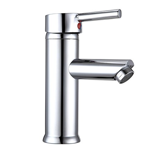 Hapilife Grifo Monomando Lavabo de Latón Cromo con Aireador Agua Fría y Caliente Grifo Lavabo con Mangueras 3/8" 10 Años Garantía