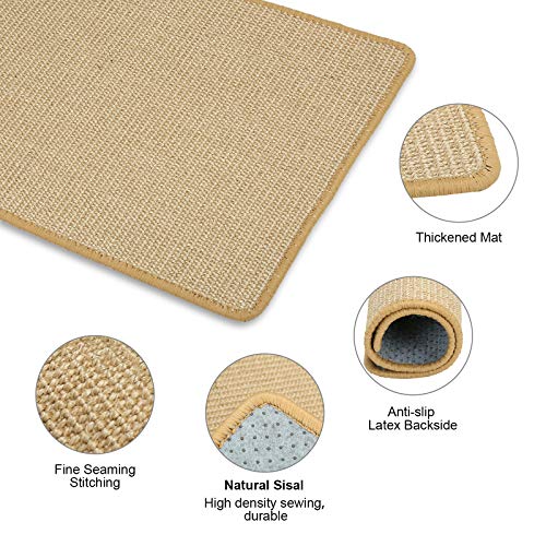 HAPPY HACHI Alfombrilla Rascadora para Gatos Sisal Natural 40 * 60 cm, Alfombra Antideslizante para Dormir, Cuidado Uñas Gato Adultos Pequeña Protege Alfombras Sofás