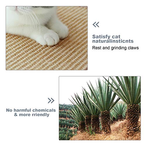HAPPY HACHI Alfombrilla Rascadora para Gatos Sisal Natural 40 * 60 cm, Alfombra Antideslizante para Dormir, Cuidado Uñas Gato Adultos Pequeña Protege Alfombras Sofás