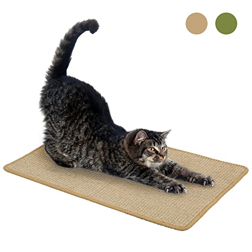 HAPPY HACHI Alfombrilla Rascadora para Gatos Sisal Natural 40 * 60 cm, Alfombra Antideslizante para Dormir, Cuidado Uñas Gato Adultos Pequeña Protege Alfombras Sofás