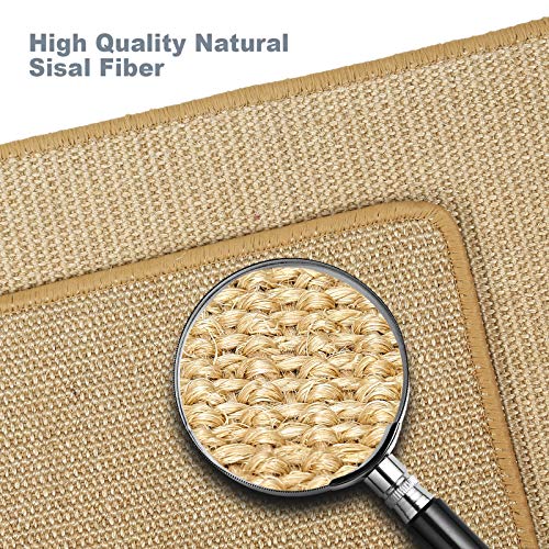 HAPPY HACHI Alfombrilla Rascadora para Gatos Sisal Natural 40 * 60 cm, Alfombra Antideslizante para Dormir, Cuidado Uñas Gato Adultos Pequeña Protege Alfombras Sofás