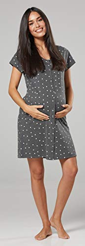 HAPPY MAMA Para Mujer Set Camisón Bata Premamá Embarazo Lactancia 1343 (Grafito, 38, M)