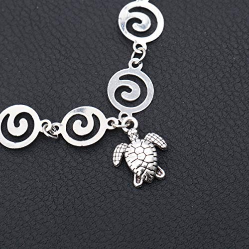 Happyyami Tobillo Náutico Estilo Étnico Doble Capa Cadena de Pie de Metal Boho Borla Encanto Pulsera para Mujer Dama Niña Fiesta en La Playa (Tortuga Marina)