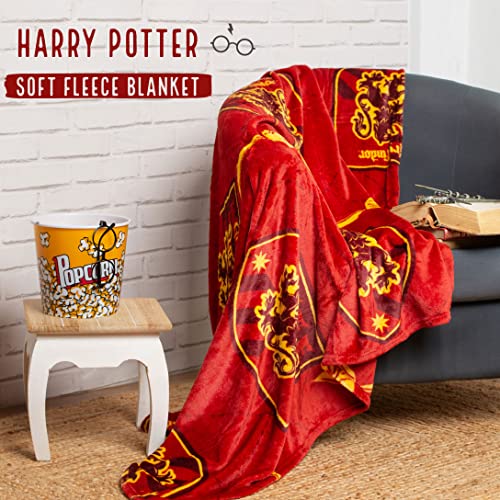 Harry Potter Manta, Manta de Gryffindor, Diseño de Hogwarts, Manta de Sofá Cama, Forro Polar Suave y Cálida, Regalo de Harry Potter, 120 x 160 cm
