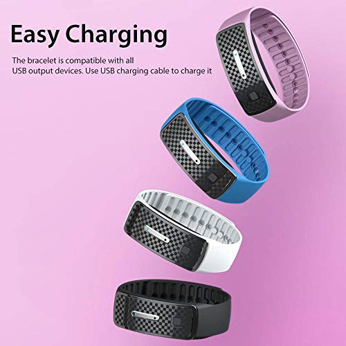 harupink Pulsera Repelente de Mosquitos por Ultrasonidos Inteligente 3 Modos Pulsera AntiMosquitos Pulsera Electrónica con Cable USB (Rosa)