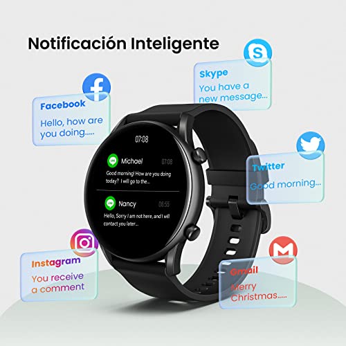 HAYLOU Smartwatch Hombre Mujer con Oxímetro, 1.32’’ Reloj Inteligente IP68 12 Modos Deporte con Pulsómetro Monitor de Sueño Notificación de Mensajes, Pulsera Actividad Inteligente para iOS Android