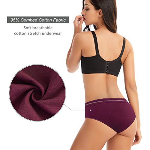 HBselect Bragas Mujer Pack 6 Algodon con Encaje Cómodo y Respirable Bragas para Mujer