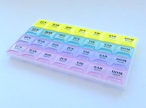HC enterprise Pastillero Caja de Pastillas,7 dias de la Semana,28 Compartimentos