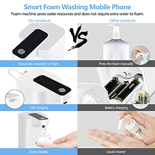 Hctaw Dispensador Jabon Cocina Automático, Dispensador Ajustable De 4 Velocidades, Dispensador De Desinfectante De Manos Sin Contacto, Velocidad De Espuma RáPida Recargable USB (Jabon)