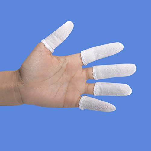 Healifty 200 Piezas Protectora de Dedo de Mano de Algodón Cubierta de Dedo Antiarañazos Tapones para los Dedos para Trabajo a Domicilio