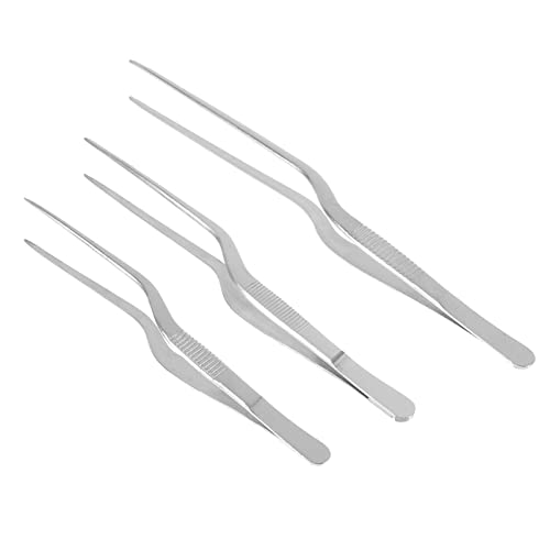 Healifty Juego de pinzas de bayoneta Adson de 3 piezas de acero inoxidable dentadas pinzas de precisión (plata) 14/16/20 cm