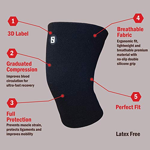 HEALING SLEEVE Rodillera de compresión – Manga para dolor de rodilla, correr, pádel, baloncesto, gimnasio, entrenamiento, levantamiento de pesas, alivio del dolor, recuperación (mediano)