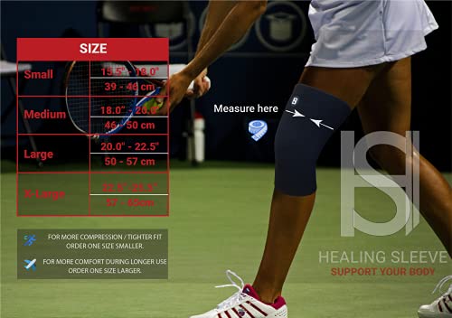 HEALING SLEEVE Rodillera de compresión – Manga para dolor de rodilla, correr, pádel, baloncesto, gimnasio, entrenamiento, levantamiento de pesas, alivio del dolor, recuperación (mediano)