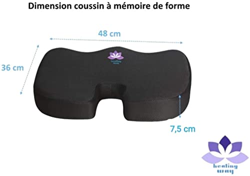 Healing way - Cojín ortopédico de gel con memoria de forma eficaz para aliviar el dolor de espalda y coccyx – Cómodo, corrige el asiento, para oficina, silla de ruedas y pelota de masaje
