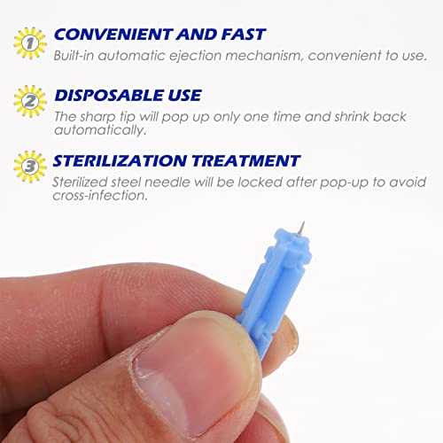 HEALLILY 3 Cajas de Lancetas de Sangre Agujas Desechables de Torsión Superior Lancetas sin Dolor Dispositivo de Lanceta de Sangre Bolígrafo para La Prueba de Glucosa en Sangre Azul 0. 4Cm