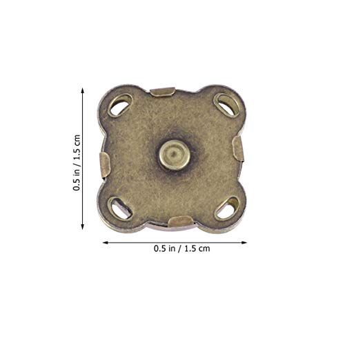 HEALLILY cierre de botón magnético broches de metal botón de aplausos para bolsos de bolsos de bricolaje ropa scrapbooking haciendo 15mm 10pcs (bronce)