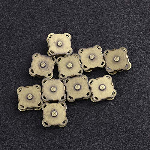 HEALLILY cierre de botón magnético broches de metal botón de aplausos para bolsos de bolsos de bricolaje ropa scrapbooking haciendo 15mm 10pcs (bronce)