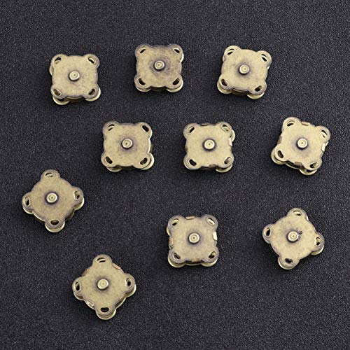 HEALLILY cierre de botón magnético broches de metal botón de aplausos para bolsos de bolsos de bricolaje ropa scrapbooking haciendo 15mm 10pcs (bronce)