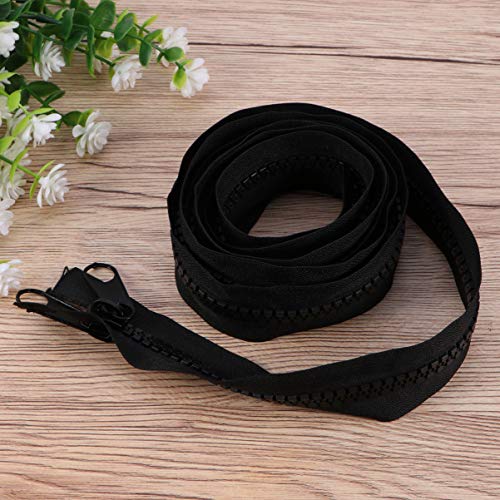 HEALLILY Cremallera de separación de dos vías Cremallera de costura de doble tirón con extremo de retención para saco de dormir Abrigo de tienda Cortina de puerta 200 cm (negro)