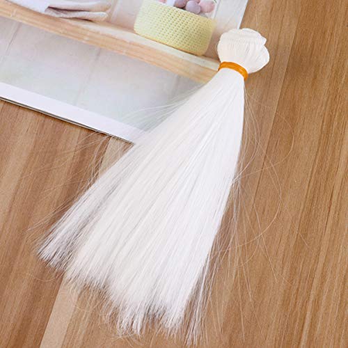 HEALLILY Extensiones sintéticas de pelo largo y recto trama resistente al calor diy muñeca pelucas material para el cabello 6 piezas 15 cm (blanco)
