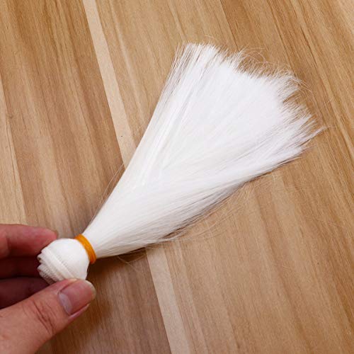 HEALLILY Extensiones sintéticas de pelo largo y recto trama resistente al calor diy muñeca pelucas material para el cabello 6 piezas 15 cm (blanco)