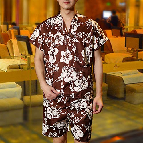 HEALLILY Pijama de Verano para Hombre Conjunto Traje de Vapor Sudor Albornoz Desechable Batas de Hotel para Hotel en Casa