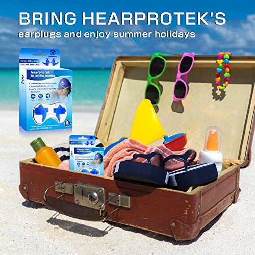 Hearprotek Natación Tapones para los oídos, 2 Pares Adulto de Tapones Impermeables Reutilizables de Silicona para Nadadores baños ducharse y Otros Deportes acuáticos