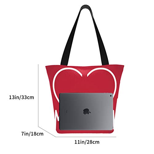 Heartbeat Line Electrocardiograma 11 × 7 × 13 pulgadas Bolsas de supermercado de poliéster resistente lavables a máquina Bolsas de supermercado reutilizables plegables plegables reutili