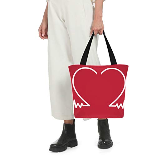 Heartbeat Line Electrocardiograma 11 × 7 × 13 pulgadas Bolsas de supermercado de poliéster resistente lavables a máquina Bolsas de supermercado reutilizables plegables plegables reutili