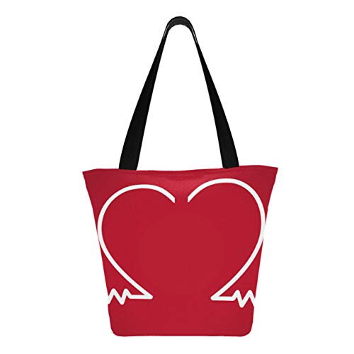 Heartbeat Line Electrocardiograma 11 × 7 × 13 pulgadas Bolsas de supermercado de poliéster resistente lavables a máquina Bolsas de supermercado reutilizables plegables plegables reutili