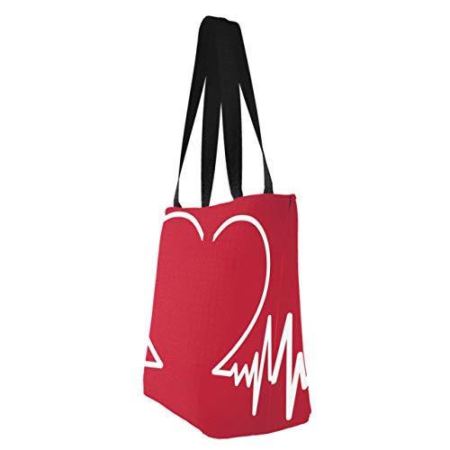 Heartbeat Line Electrocardiograma 11 × 7 × 13 pulgadas Bolsas de supermercado de poliéster resistente lavables a máquina Bolsas de supermercado reutilizables plegables plegables reutili
