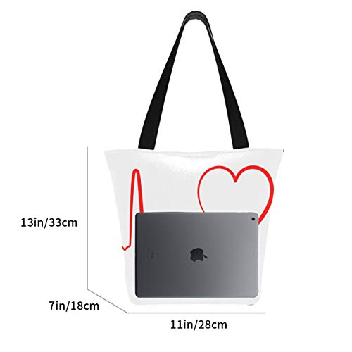 Heartbeat Line Electrocardiograma 11 × 7 × 13 pulgadas Lavable a máquina Poliéster resistente Bolsas de comestibles reutilizables Bolsa plegable reutilizable para mujer para ir de compr