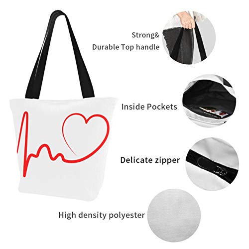 Heartbeat Line Electrocardiograma 11 × 7 × 13 pulgadas Lavable a máquina Poliéster resistente Bolsas de comestibles reutilizables Bolsa plegable reutilizable para mujer para ir de compr