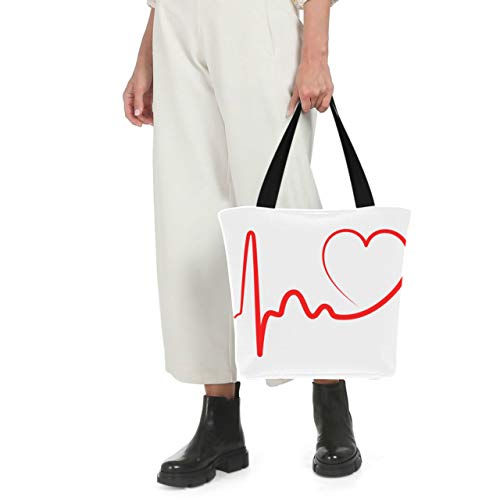 Heartbeat Line Electrocardiograma 11 × 7 × 13 pulgadas Lavable a máquina Poliéster resistente Bolsas de comestibles reutilizables Bolsa plegable reutilizable para mujer para ir de compr