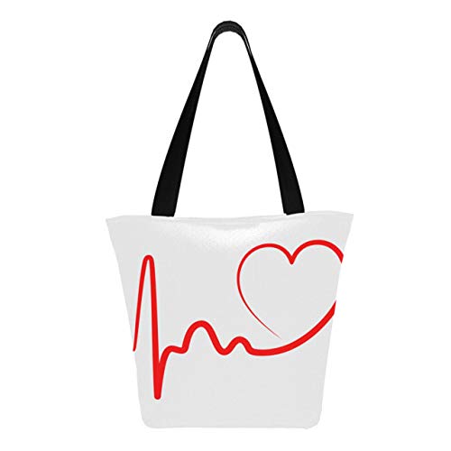 Heartbeat Line Electrocardiograma 11 × 7 × 13 pulgadas Lavable a máquina Poliéster resistente Bolsas de comestibles reutilizables Bolsa plegable reutilizable para mujer para ir de compr