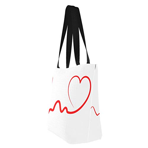 Heartbeat Line Electrocardiograma 11 × 7 × 13 pulgadas Lavable a máquina Poliéster resistente Bolsas de comestibles reutilizables Bolsa plegable reutilizable para mujer para ir de compr