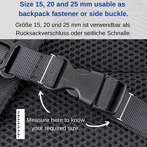 Hebillas para cinturón de 15 / 20 / 25 / 32 / 38 / 50 mm a elegir, 2 unidades, cierre de clic de doble cara, para mochila, reparación de hebilla de repuesto, accesorios de costura DIY
