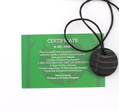 Heka Naturals Collar de Shungite con Colgante Diseño Tallado Brisa Hecho de Piedra Shungit | Joyería de Shungita Moderna, Usada para Equilibrar Chakras y Energía | Brisa