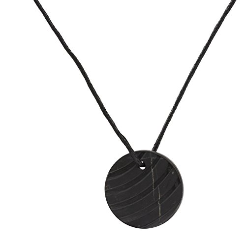 Heka Naturals Collar de Shungite con Colgante Diseño Tallado Brisa Hecho de Piedra Shungit | Joyería de Shungita Moderna, Usada para Equilibrar Chakras y Energía | Brisa