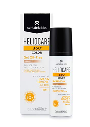 Heliocare 360º Color Gel Oil-Free SPF 50+ - Fotoprotección Avanzada con Color, Textura Ligera, Pieles Mixtas o Grasas, Acabado Mate y Tacto Seco, Bronze, 50ml