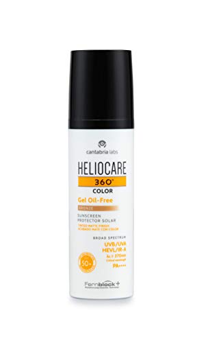 Heliocare 360º Color Gel Oil-Free SPF 50+ - Fotoprotección Avanzada con Color, Textura Ligera, Pieles Mixtas o Grasas, Acabado Mate y Tacto Seco, Bronze, 50ml