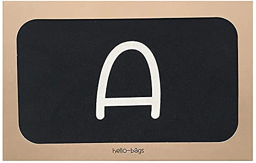 Hello-Bags. Bolso Neceser/Cartera de Mano. Algodón 100%. Modelo A. Negro. con Cremallera y Forro Interior. 23 * 15,5 cm. Incluye Bonito sobre Kraft de Regalo.