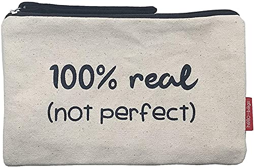 Hello-Bags. Bolso Neceser/Cartera de Mano. Algodón 100%. Modelo Blanco. con Cremallera y Forro Interior. 23 * 15,5 cm. Incluye Bonito sobre Kraft de Regalo.