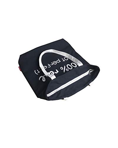 Hello-Bags. Bolso Tote. Algodón 100%. Modelo Negro. con Cremallera, Forro y Bolsillo Interior. 37 * 38 cm. Incluye Bonito sobre Kraft de Regalo.