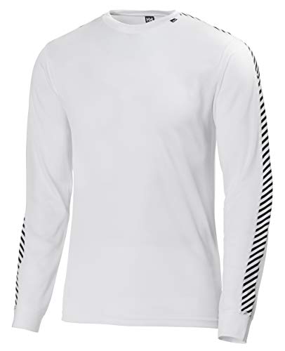 Helly Hansen HH LIFA Stripe Crew LS Baselayer, Hombre, Blanco, S