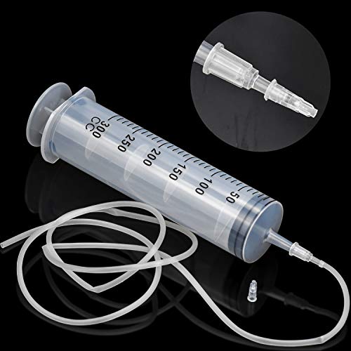Hentek 300ml Jeringa de Plástico, Jeringa Grande con 1.35m Tubo Flexible PVC para Alimentación Perfumes Alimentacion Lubricantes sin Aguja