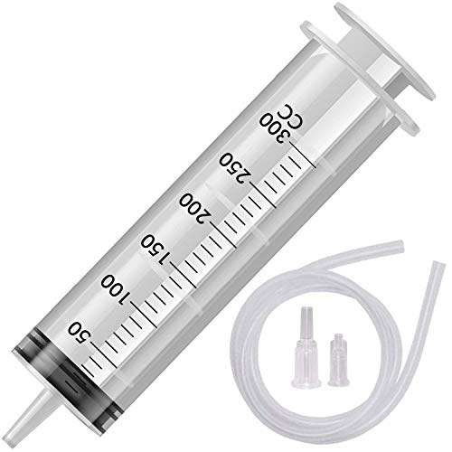 Hentek 300ml Jeringa de Plástico, Jeringa Grande con 1.35m Tubo Flexible PVC para Alimentación Perfumes Alimentacion Lubricantes sin Aguja